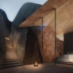 Mountain Crevice Villa entrance carved into the rock