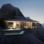 Cliff Hanging Villa and private pool at dusk