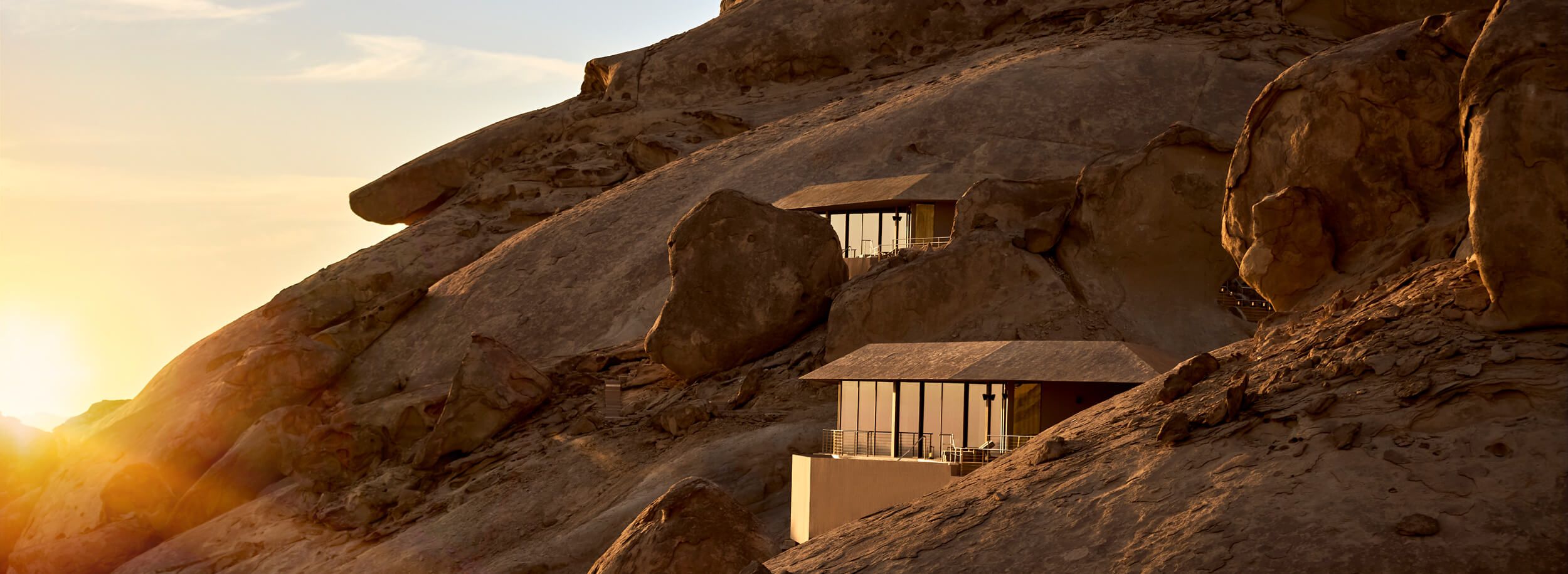 Desert Rock Resort villas built into the Red Sea mountains