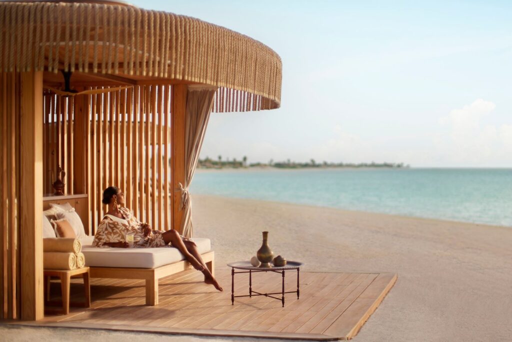 Beach cabana at Nujuma