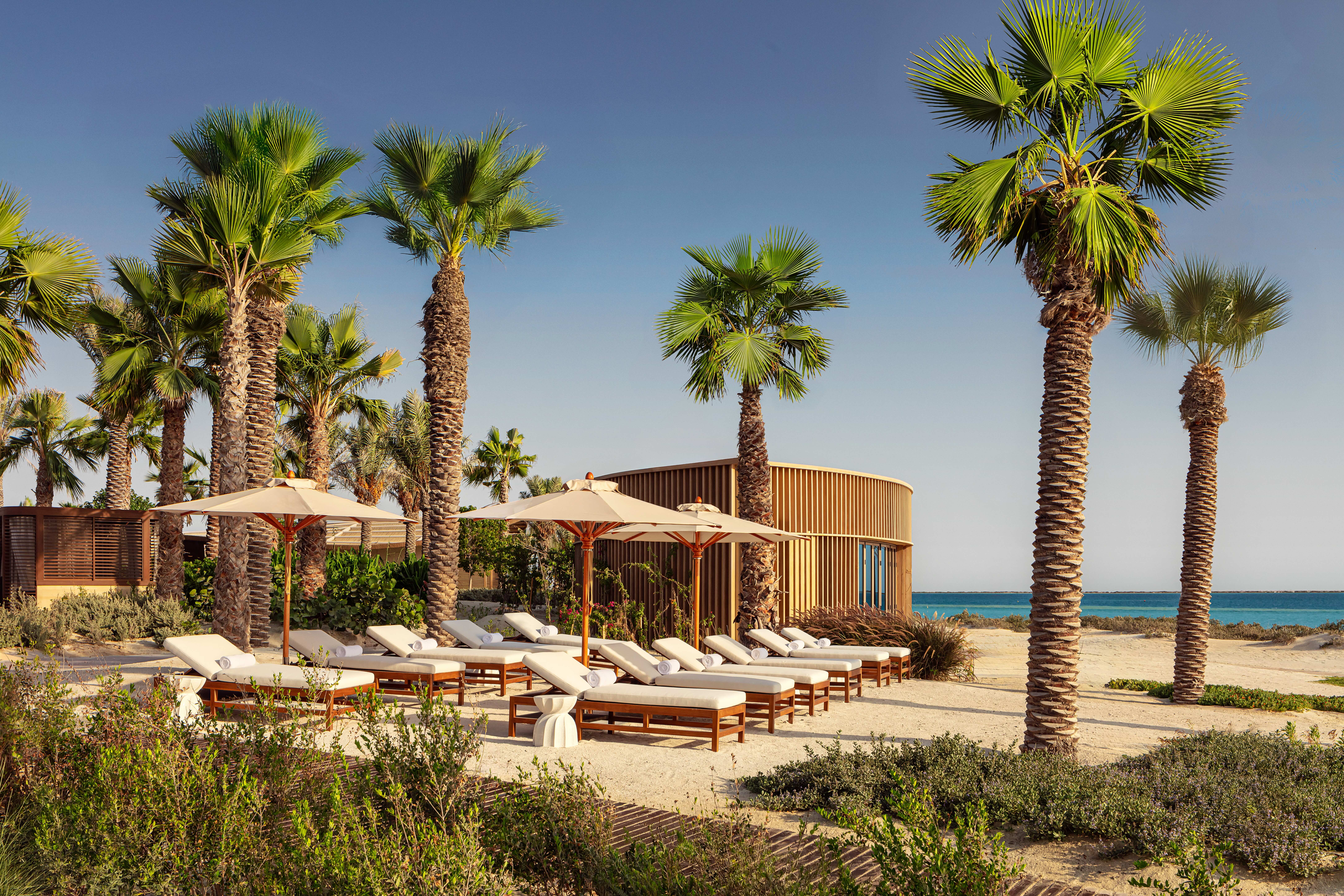 Beach sun beds at The Red Sea EDITION