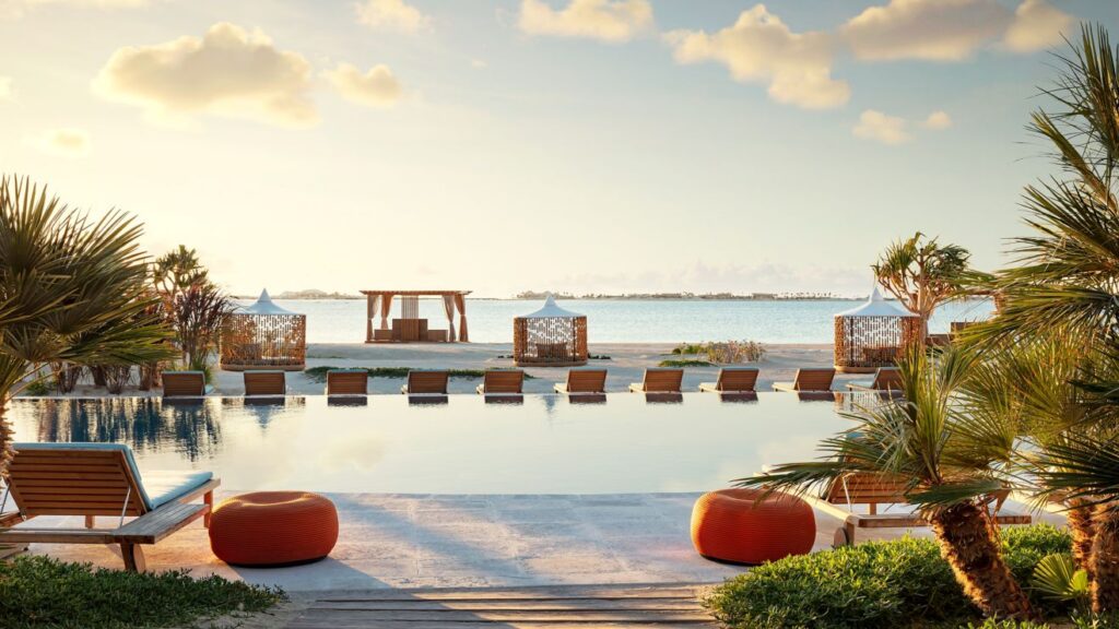 Waterfront cabanas at The St. Regis Red Sea Resort