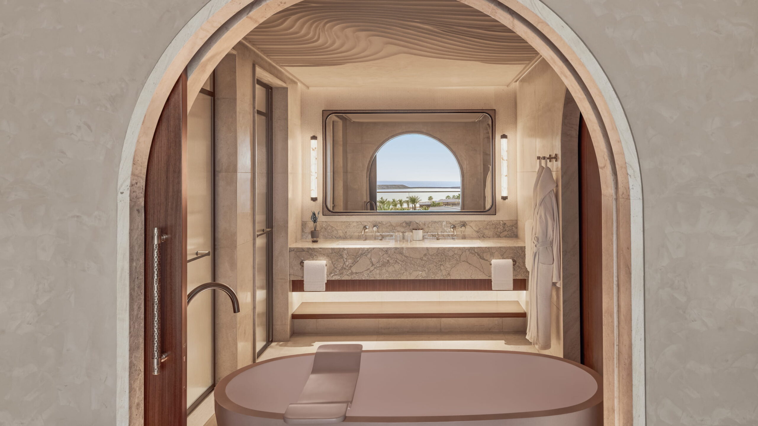 Sea-view bathroom at Four Seasons AMAALA