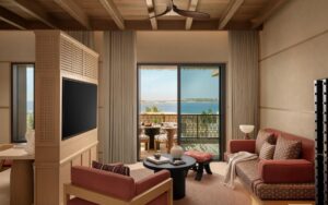Sea-view living room at Six Senses AMAALA